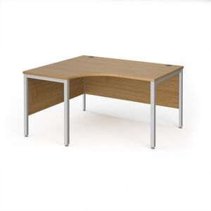 Office Desk Left Hand Corner Desk 1400mm Oak Top With Silver Frame 1200mm Depth Maestro 25 MB14ELSO Office Desk Left Hand Corner Desk 1400mm Oak Top With Silver Frame 1200mm Depth Maestro 25 MB14ELSO