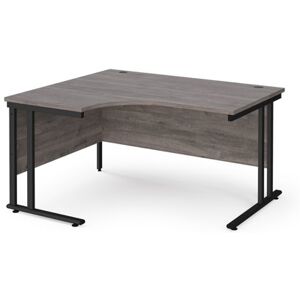 Office Desk Left Hand Ergonomic Corner Desk 1400mm Grey Oak Top With Black Cantilever Frame Maestro 25 MC14ELKGO Office Desk Left Hand Ergonomic Corner Desk 1400mm Grey Oak Top With Black Cantilever Frame Maestro 25 MC14ELKGO