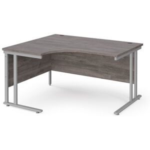 Office Desk Left Hand Corner Desk 1400mm Grey Oak Top With Silver Frame 1200mm Depth Maestro 25 MC14ELSGO Office Desk Left Hand Corner Desk 1400mm Grey Oak Top With Silver Frame 1200mm Depth Maestro 25 MC14ELSGO