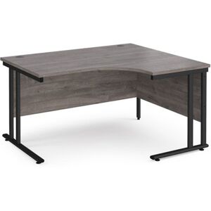 Office Desk Right Hand Ergonomic Corner Desk 1400mm Grey Oak Top With Black Cantilever Frame Maestro 25 MC14ERKGO Office Desk Right Hand Ergonomic Corner Desk 1400mm Grey Oak Top With Black Cantilever Frame Maestro 25 MC14ERKGO