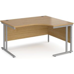 Office Desk Right Hand Corner Desk 1400mm Oak Top With Silver Frame 1200mm Depth Maestro 25 MC14ERSO Office Desk Right Hand Corner Desk 1400mm Oak Top With Silver Frame 1200mm Depth Maestro 25 MC14ERSO