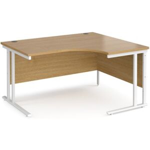 Office Desk Right Hand Corner Desk 1400mm Oak Top With White Frame 1200mm Depth Maestro 25 MC14ERWHO Office Desk Right Hand Corner Desk 1400mm Oak Top With White Frame 1200mm Depth Maestro 25 MC14ERWHO