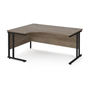 Maestro 25 left hand ergonomic desk 1600mm wide - black cantilever leg frame, Nebraska oak top Maestro 25 left hand ergonomic desk 1600mm wide - black cantilever leg frame, Nebraska oak top