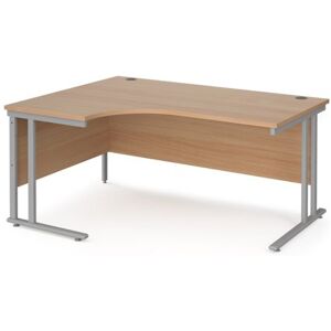 Office Desk Left Hand Corner Desk 1600mm Beech Top With Silver Frame 1200mm Depth Maestro 25 MC16ELSB Office Desk Left Hand Corner Desk 1600mm Beech Top With Silver Frame 1200mm Depth Maestro 25 MC16ELSB