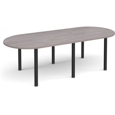 Dams Radial end meeting table 2400mm x 1000mm with 6 black radial legs - grey oak Dams Radial end meeting table 2400mm x 1000mm with 6 black radial legs - grey oak