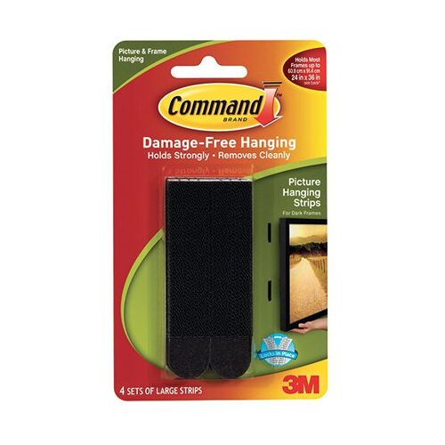 3M Command Large Picture Hanging Strips Black (Pack of 4) 17206BLK