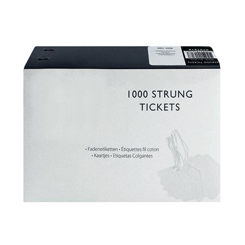 Unbranded Strung Ticket 37x24mm White (Pack of 1000) KF01618