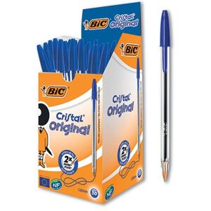 Bic Cristal Ballpoint Pen Medium Blue (Pack of 50) 837360