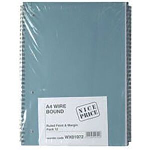 Unbranded Blue Bound A4 Spiral Pad 80 leaf (Pack of 12) WX01072