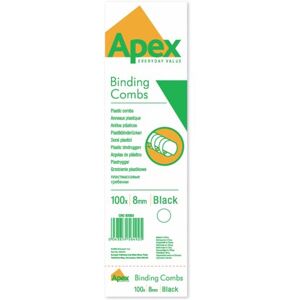 Fellowes Apex Plastic Binding Combs 8mm Black Pack of 100 6200301 Fellowes Apex Plastic Binding Combs 8mm Black Pack of 100 6200301
