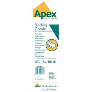 Fellowes Apex Plastic Binding Combs 16mm Black (Pack of 100) 6202301 Fellowes Apex Plastic Binding Combs 16mm Black (Pack of 100) 6202301