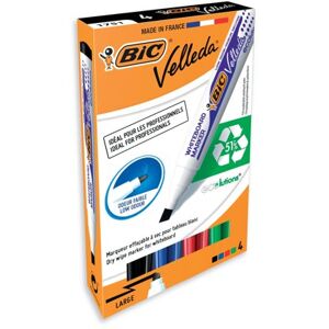 Bic Velleda 1751 Drywipe Marker Assorted (Pack of 4) 1199001754 Bic Velleda 1751 Drywipe Marker Assorted (Pack of 4) 1199001754