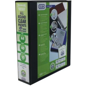 Elba Panorama 50mm 4 D-Ring Presentation Binder A4 Black (Pack of 4) 400008430 Elba Panorama 50mm 4 D-Ring Presentation Binder A4 Black (Pack of 4) 400008430