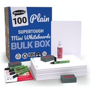 Show-me SUPERTOUGH A4 Whiteboards Plain/Plain Bulk Box (100 boards pens and erasers + Free cleaners) Show-me SUPERTOUGH A4 Whiteboards Plain/Plain Bulk Box (100 boards pens and erasers + Free cleaners)