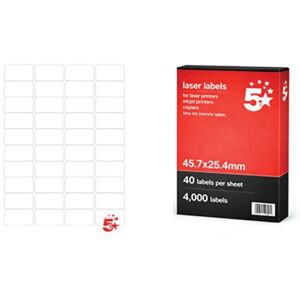 5 Star A4 Sheet Labels 45.7x25.4mm Pack of 4000 FS679681 5 Star A4 Sheet Labels 45.7x25.4mm Pack of 4000 FS679681