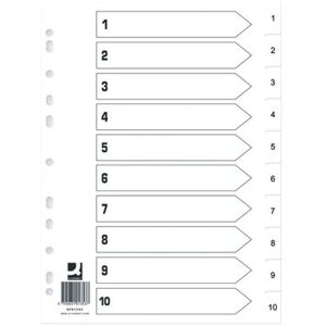 Q-Connect Index 1-10 Polypropylene White (Pack of 25) KF01353Q Q-Connect Index 1-10 Polypropylene White (Pack of 25) KF01353Q