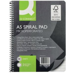 Q-Connect Ruled Margin Spiral Soft Cover Notebook 160 Pages A5 (Pack of 5) KF10039 Q-Connect Ruled Margin Spiral Soft Cover Notebook 160 Pages A5 (Pack of 5) KF10039