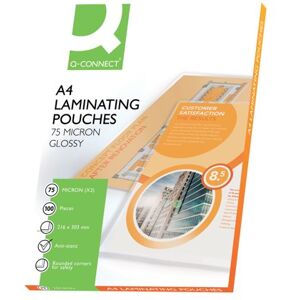 Q-Connect A4 2x75 Micron Laminating Pouches (Pack of 100) KF11412 Q-Connect A4 2x75 Micron Laminating Pouches (Pack of 100) KF11412