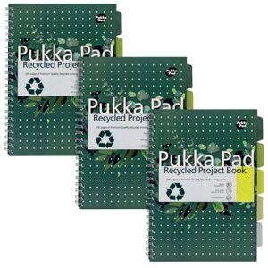 Pukka Pad Recycled Project Book A4 Green (Pack of 3) 6050-REC Pukka Pad Recycled Project Book A4 Green (Pack of 3) 6050-REC