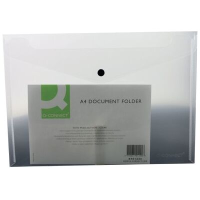 Q-Connect Polypropylene Document Folder A4 Clear (Pack of 12) KF01244Q Q-Connect Polypropylene Document Folder A4 Clear (Pack of 12) KF01244Q