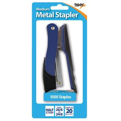 Tiger Half Strip Metal Stapler + Staples Ast Pack of 6 15016873015103 Tiger Half Strip Metal Stapler + Staples Ast Pack of 6 15016873015103