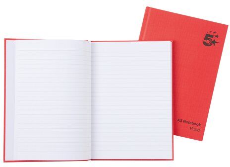 5 Star Office Manuscript Notebook Casebound 70gsm Ruled 192pp A5 Red (Pack of 5)