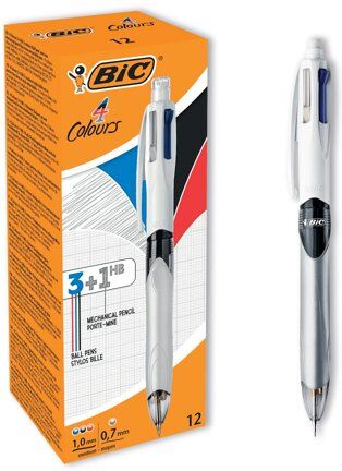 Bic 4 Colours Ballpoint Pen and Mechanical Pencil (Pack of 12) 942104