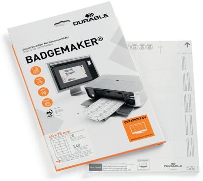 Durable Badgemaker Insert Sheets 40x75mm (Pack of 240) 1453/02
