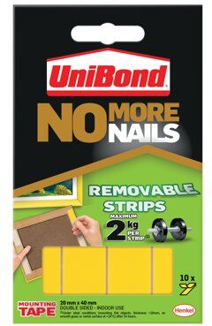 Unibond No More Nails Removable Adhesive Strips 20x40mm Yellow (Pack of 10) 781739