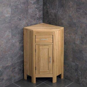 Clickbasin Small Oak Corner Bathroom Storage Cabinet 570mm Wide Alta