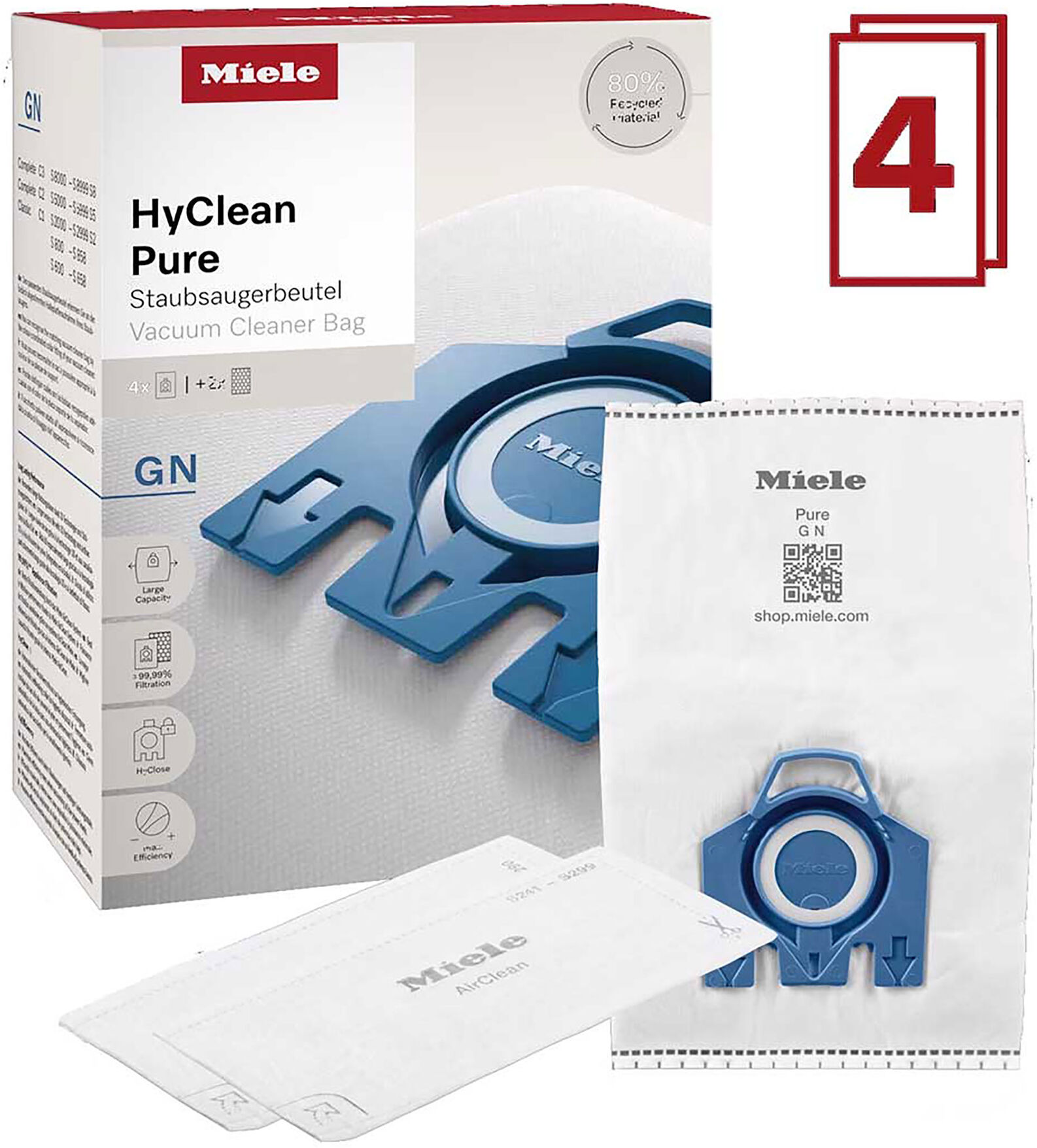 Miele GNHYCLEANPUR Miele GNHyCleanPure Vacuum Cleaner Bags 4 Pack