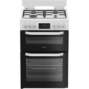 Hotpoint HDD6GDC2W 60cm Double Oven Dual Fuel Cooker with Glass Lid in Hotpoint HDD6GDC2W 60cm Double Oven Dual Fuel Cooker with Glass Lid in