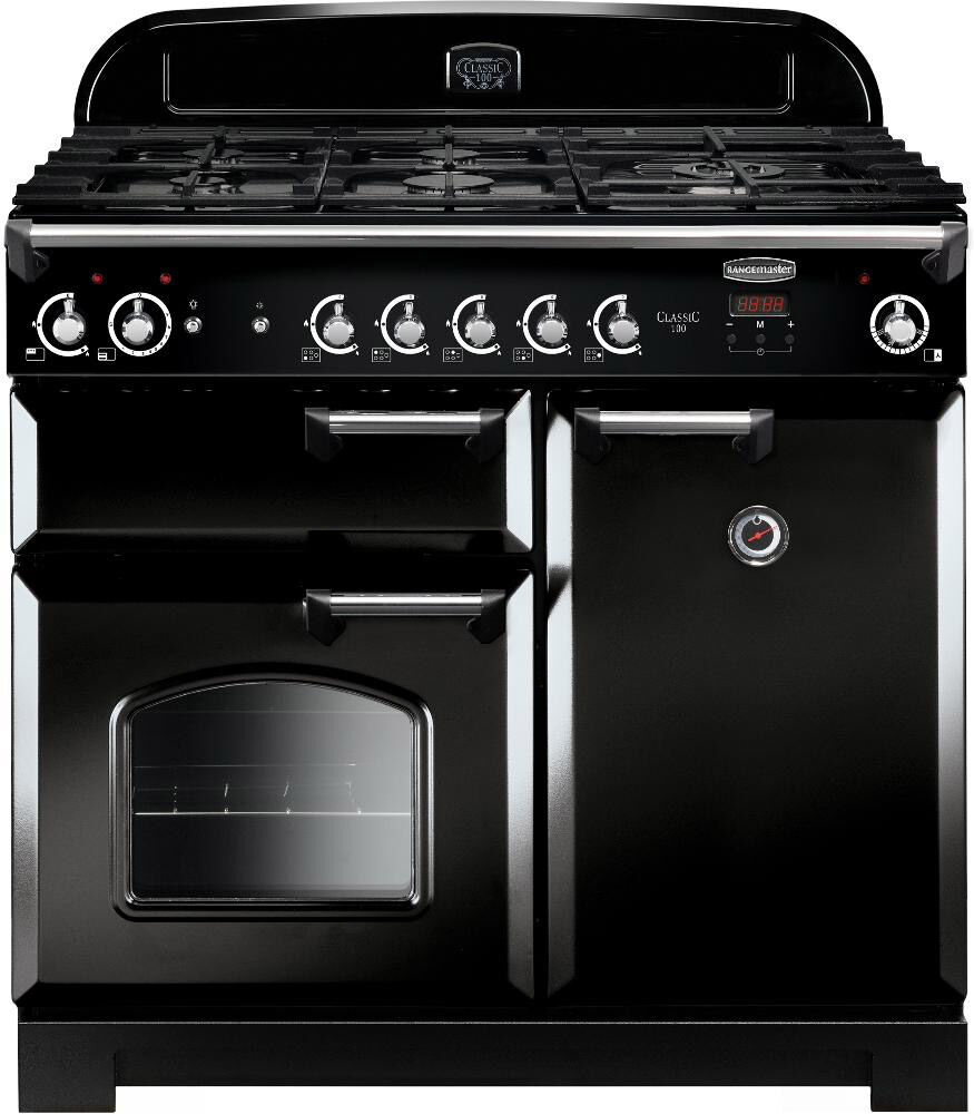 Rangemaster 117630 100cm Wide Classic Gas Range Cooker in Black with C