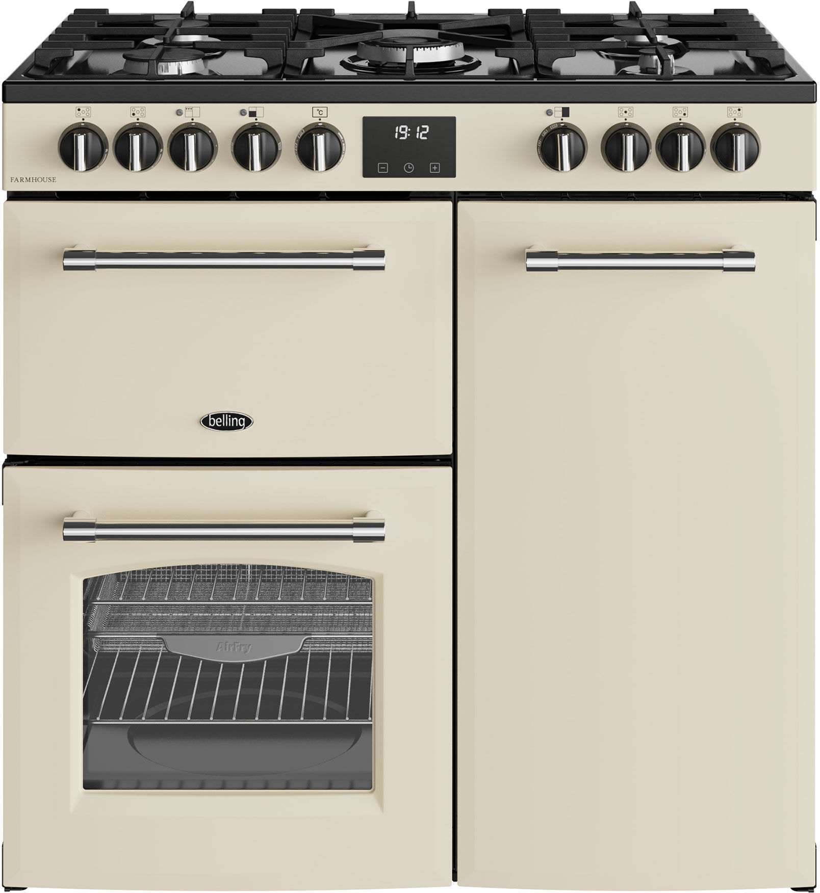 Belling 444411821 90cm Wide Farmhouse Dual Fuel Range Cooker in Cream