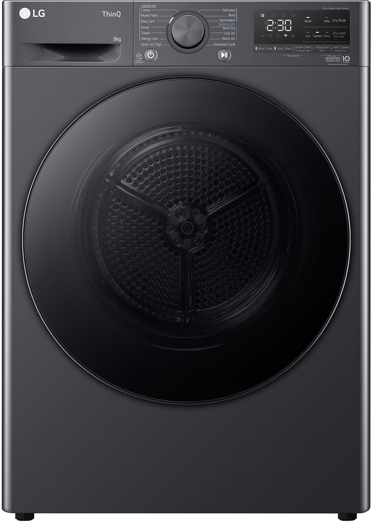 LG FDV709GN 9kg Dual Heat Pump Condenser Dryer in Slate Grey A