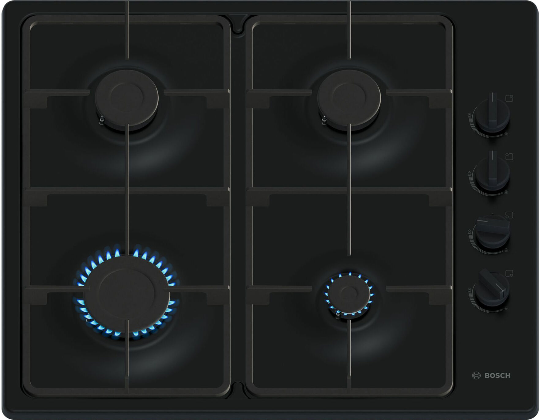 Bosch PBP6B6K60 Series 2 60cm 4 Burner Gas Hob in Black
