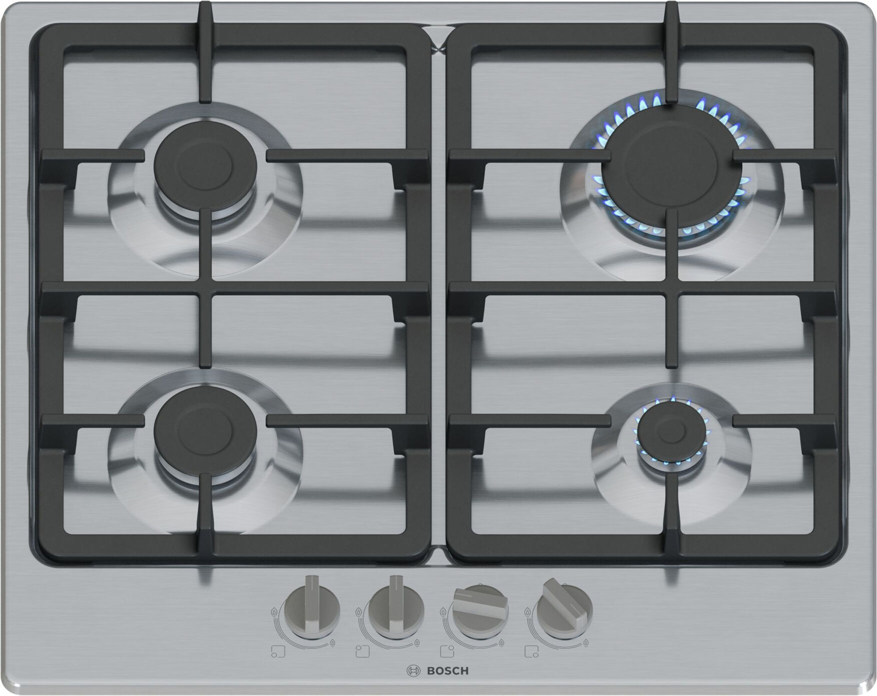 Bosch PGP6B5K90 Series 4 60cm 4 Burner Gas Hob in Stainless Steel