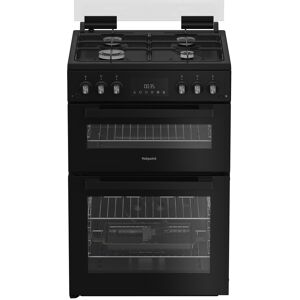 Hotpoint HDG6GDCB 60cm Double Oven Gas Cooker with Glass Lid in Black Hotpoint HDG6GDCB 60cm Double Oven Gas Cooker with Glass Lid in Black