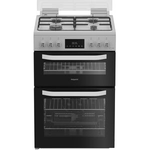 Hotpoint HDG6GDCW 60cm Double Oven Gas Cooker with Glass Lid in White Hotpoint HDG6GDCW 60cm Double Oven Gas Cooker with Glass Lid in White
