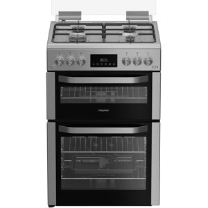 Hotpoint HDG6GDCX 60cm Double Oven Gas Cooker with Glass Lid in Stainl Hotpoint HDG6GDCX 60cm Double Oven Gas Cooker with Glass Lid in Stainl