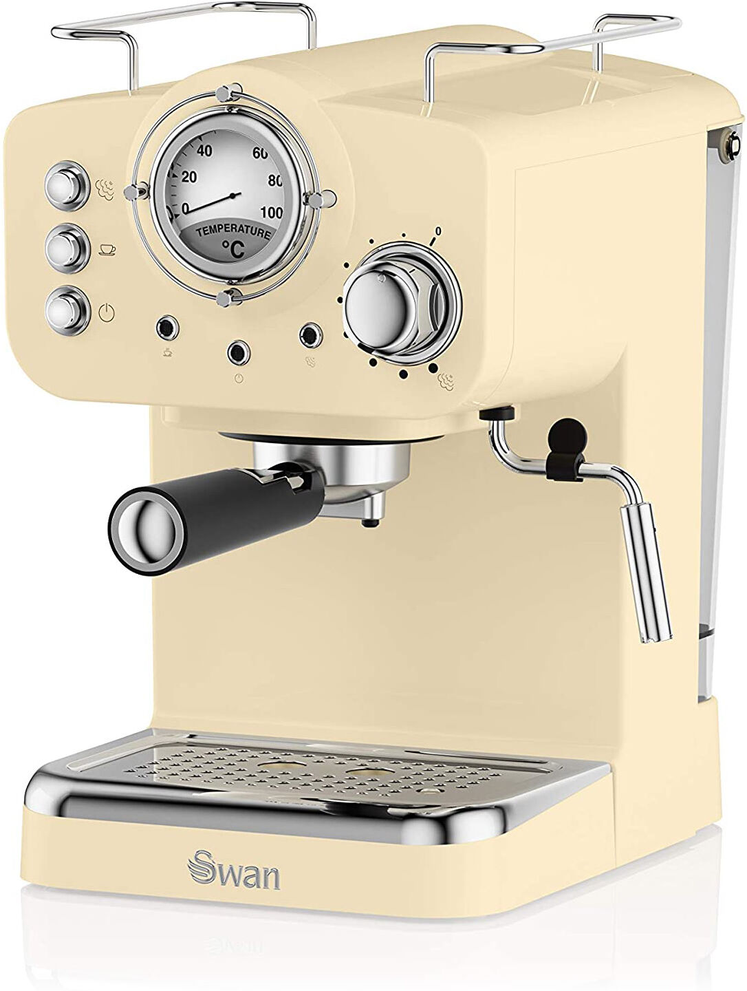 Swan SK22110CN Retro Pump Espresso Coffee Machine in Cream 15 Bars