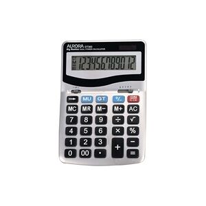 Aurora Grey/Black 12-Digit Desk Calculator (solar with battery) DT303