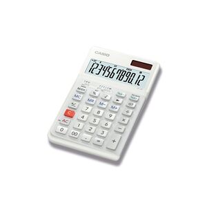 Casio JE-12E 12 Digit Ergonomic Compact Desktop Calculator White