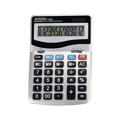 Aurora Grey/Black 12-Digit Desk Calculator (solar with battery) DT303