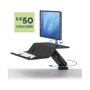 Fellowes Lotus Sit Stand Work Station Single Screen Black 8081701