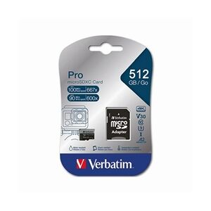 Verbatim Pro U3 Micro SDXC Memory Card 512GB with SD Adapter 47046