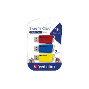 Verbatim Store and Click USB 3.2 16GB (Pack of 3) 49306