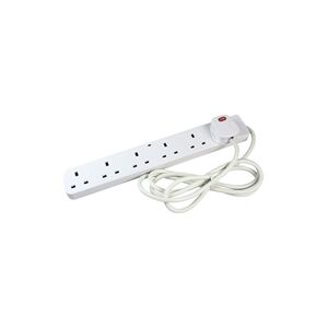 CED 6-Way Surge Protection 13 Amp 2m Extension Lead White