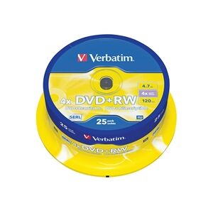 Verbatim DVD+RW Rewritable Disk Spindle 1x-4x Speed