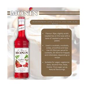 Monin Raspberry Coffee & Cocktail Syrup 700ml (Glass Bottle) - PACK 6